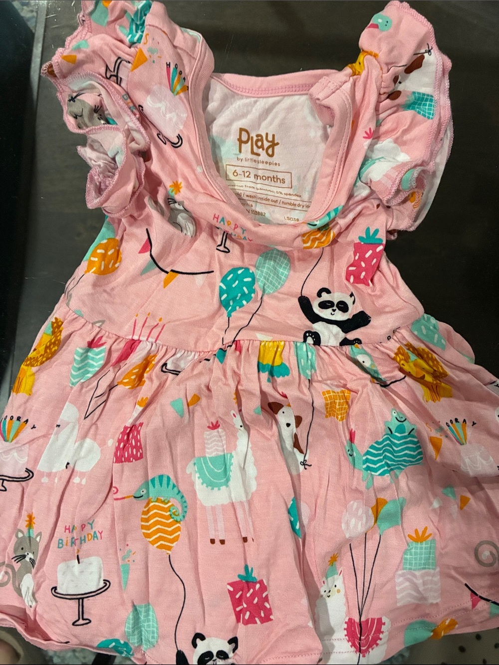 Little Sleepies Pink Party Animal Print One-Piece Bodysuit